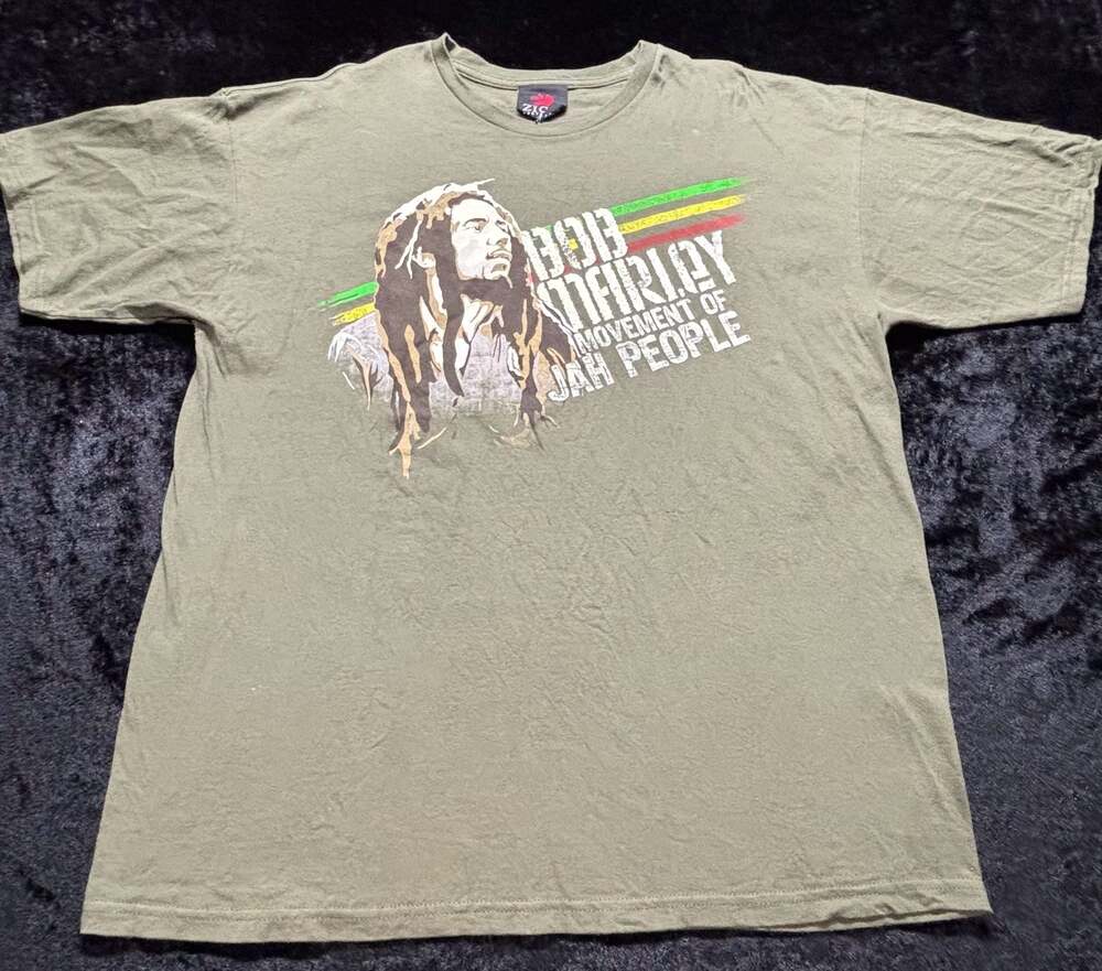 Men XL Y2K Zion Rootswear Bob Marley Movement of Jah People T-Shirt